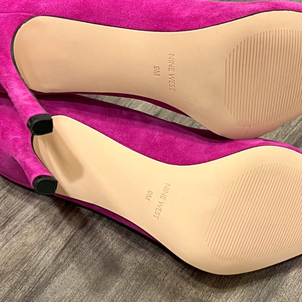 Nine West Bright Pink Suede Pumps – Size 9M - Picture 3 of 6